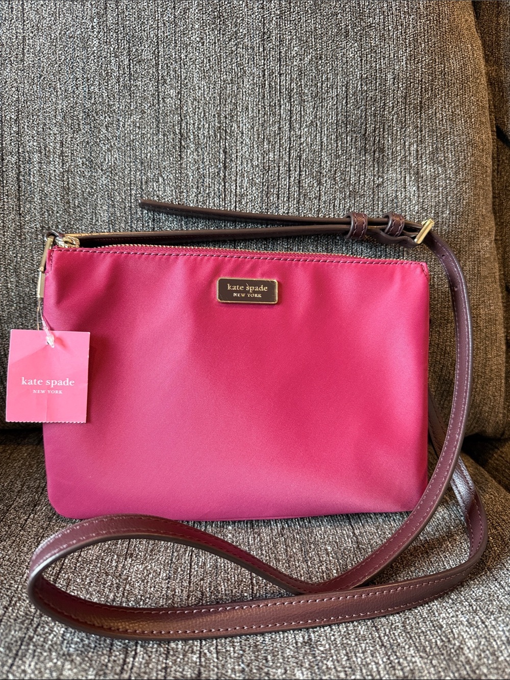 NWT KADE SPADE ADJUSTABLE CROSSBODY BAG DARK PINK